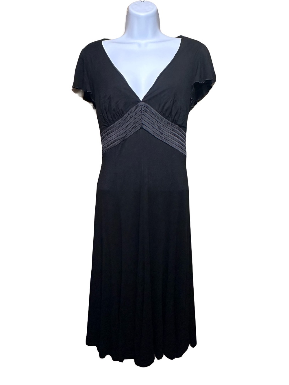 Vintage Betsey Johnson Black Label Silk
Trim Midi Dress Empire Waist Made in USA